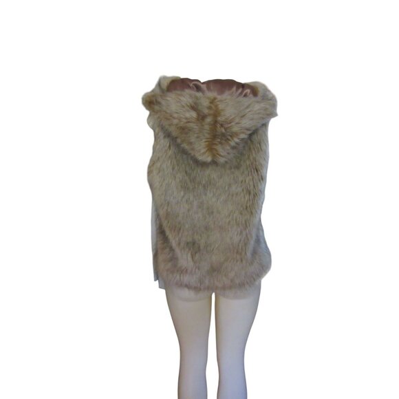 Kenar Womens Brown/Tan Hooded Faux Fur Vest Size L - Picture 5 of 7